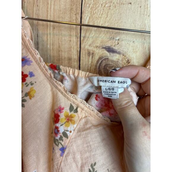 American Eagle Boho Floral Tiered Tank Top Blouse Women's Size L - Picture 5 of 8